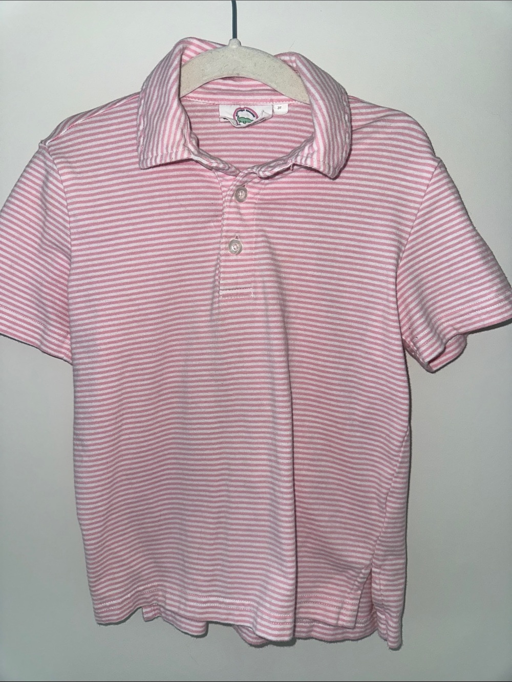 Children's Pink Striped Polo Shirt - Classic Short Sleeve